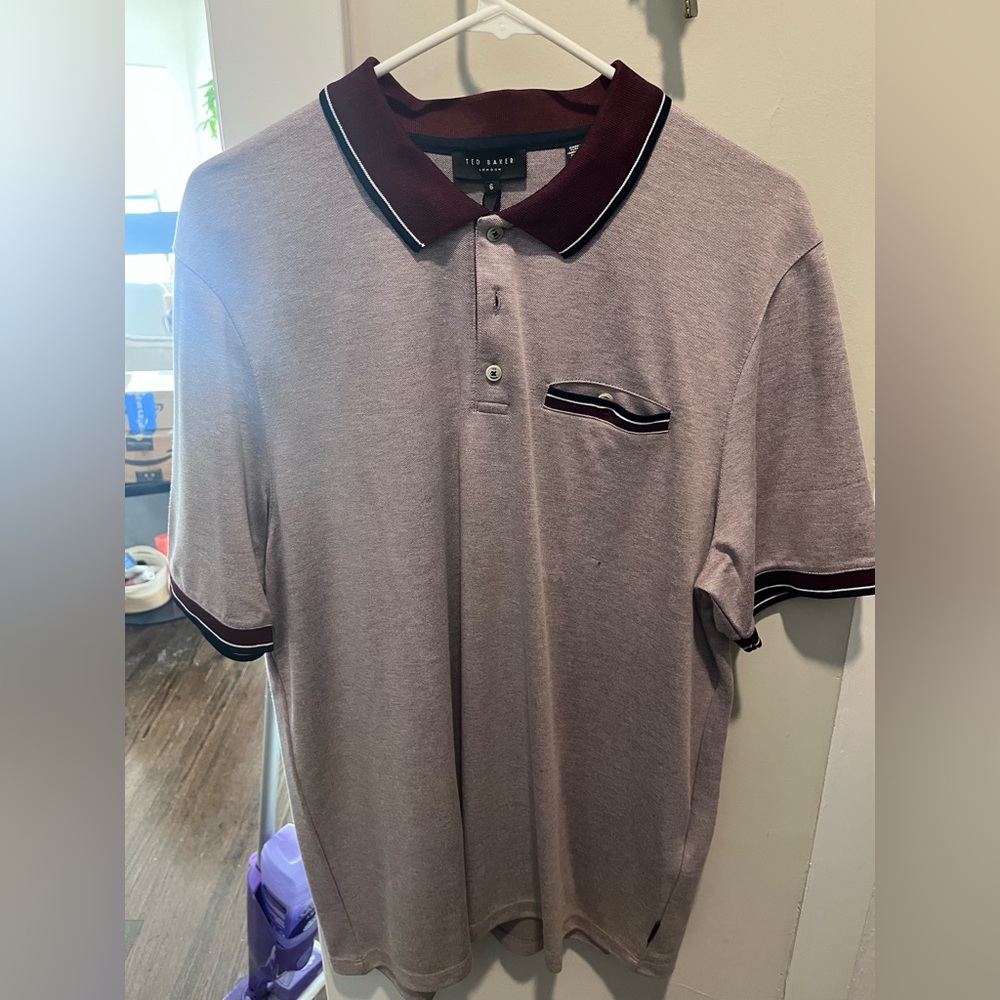 NWT Ted Baker London Maroon/ Burgundy Polo